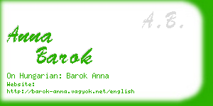 anna barok business card
